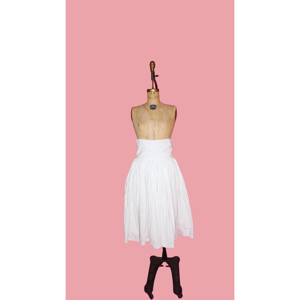 1980s Vintage Rare BETSEY JOHNSON "PUNK" Label White High Gathered Waist Full Co